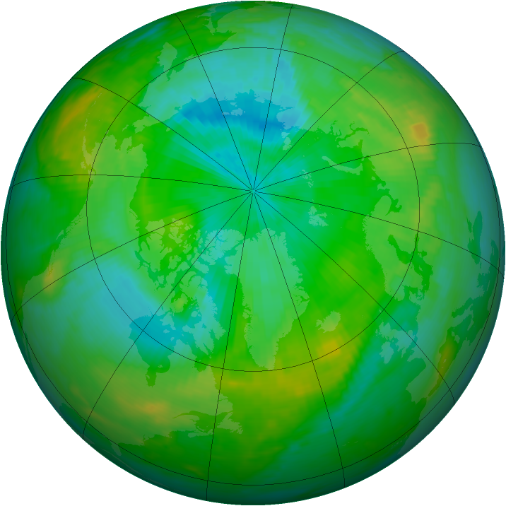 Arctic ozone map for 10 August 1991